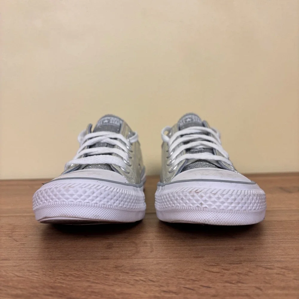 CONVERSE Chuck Taylor All Star Sneakers Silver Metallic Glitter Women Size 6.5
